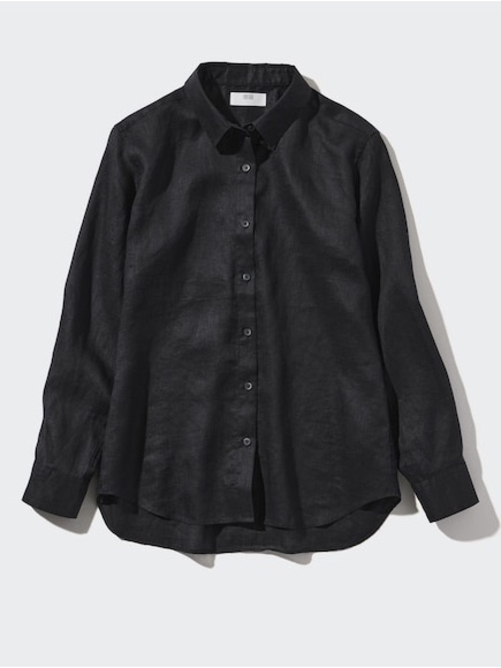 Uniqlo Women's Black Button-Down 100% Linen Shirt